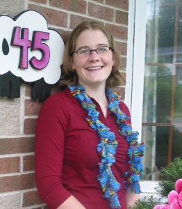 Sea Lettuce scarf knit in printed Opal sock yarn.